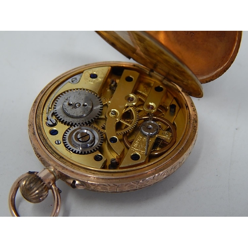 181 - RARE 18ct Gold Demi Hunter Watch by Harrods 1912 with Signed Dial & 15 Jewel Movement: 32mm diameter... 