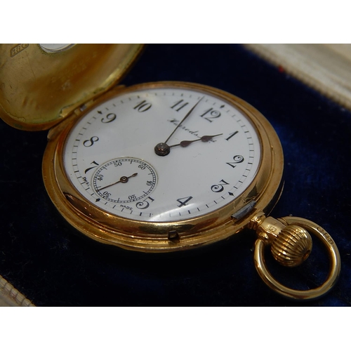 181 - RARE 18ct Gold Demi Hunter Watch by Harrods 1912 with Signed Dial & 15 Jewel Movement: 32mm diameter... 