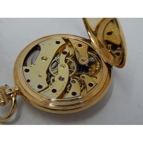 181 - RARE 18ct Gold Demi Hunter Watch by Harrods 1912 with Signed Dial & 15 Jewel Movement: 32mm diameter... 