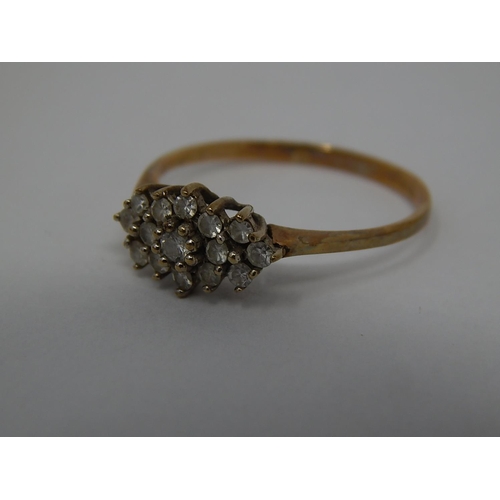 97 - 9ct Gold Ring Set with 15 Diamonds: Ring Size N/O