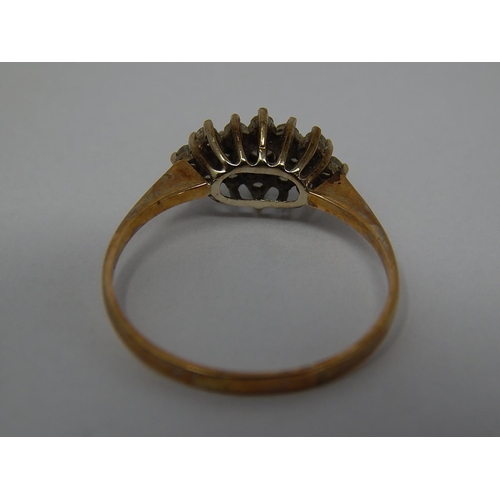 97 - 9ct Gold Ring Set with 15 Diamonds: Ring Size N/O