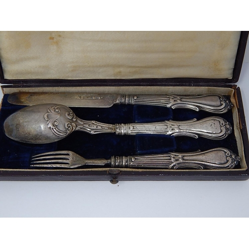 98 - Early Victorian Silver Christening Set Hallmarked Sheffield 1844 by Aaron Hatfield in Original Prese... 