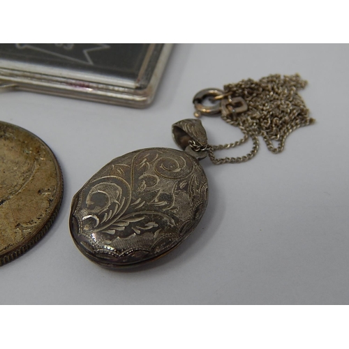 99 - Silver Locket & Chain together with a Hallmarked Silver Brooch named 