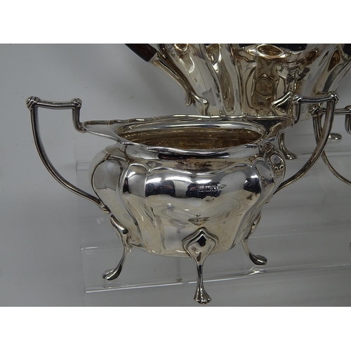 61A - 3 Piece Silver Tea Service Hallmarked Sheffield 1911 by Walker & Hall: Gross weight 1318g (42.37oz)