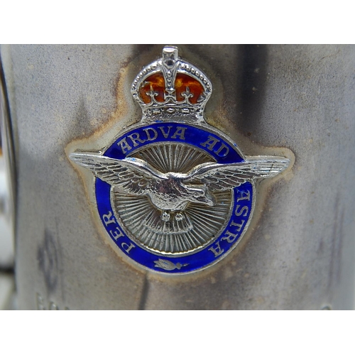 62 - Bomber Command 1939-1945 Hallmarked Silver & Enamel Beaker in Fitted Blue Leather Case, Outer Box & ... 