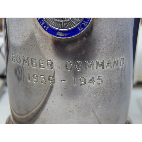 62 - Bomber Command 1939-1945 Hallmarked Silver & Enamel Beaker in Fitted Blue Leather Case, Outer Box & ... 