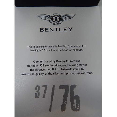 68 - Bentley Continental Silver Key Ring in Original Bentley Box with C.O.A: Limited Edition 37/76 For Th... 