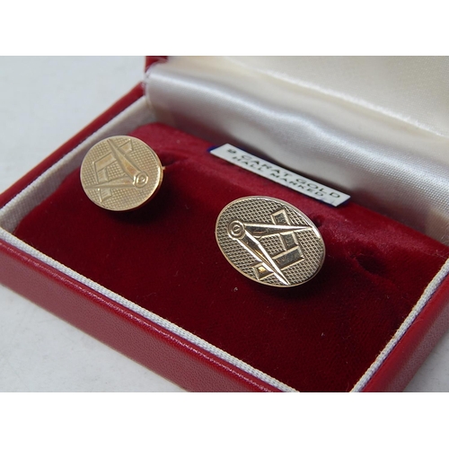 70 - Pair of 9ct Gold Masonic Cufflinks in Original Fitted Case: Weight 8.2g