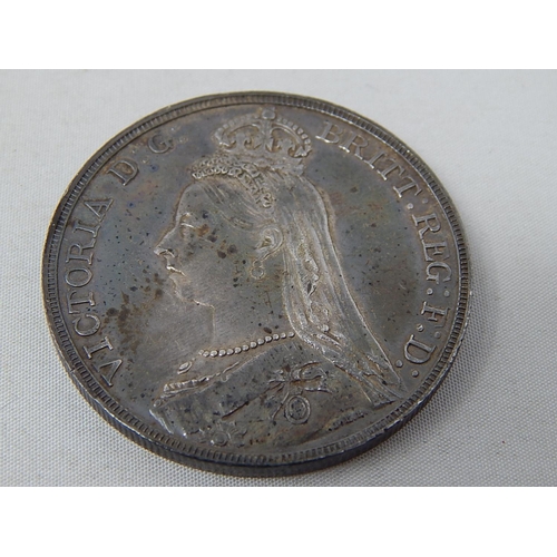 303 - 1890 Victorian SILVER Crown Coin (28g). 312345