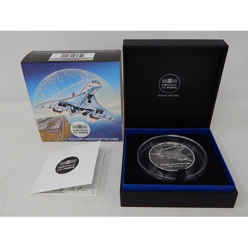 305 - LIMITED EDITION 206/250: 2019 Boxed .950 Silver Concorde Coin w/ COA (163.8g). 908054