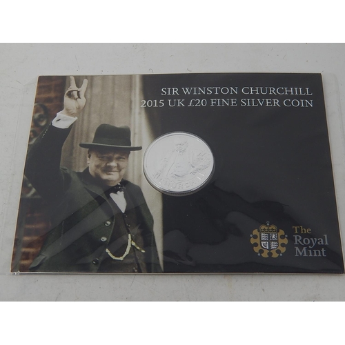 306 - 2015 The Royal Mint Sir Winston Churchill UK £20 .999 Fine Silver Coin (15.71g). 392589