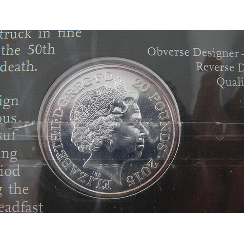 306 - 2015 The Royal Mint Sir Winston Churchill UK £20 .999 Fine Silver Coin (15.71g). 392589