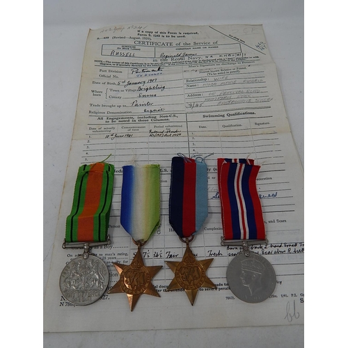 314 - Collection of WW2 Medals & Royal Service Record Relating to Seaman R.J Russell. 669270