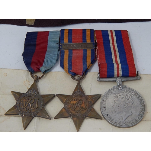 316 - WW2 Medals, Certificate, Ships Pennant H.M.S Venerable Sailor Reginald Mountford. 551669