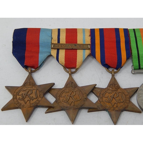 317 - WW2 Mounted Medal Group Inc Africa star w/ 8th Army Bar, Burma Star. 889781