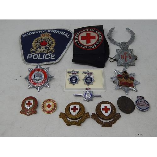 323 - Collection of Vintage RED CROSS, FIRE SERVICE & POLICE Badges Inc WW2 Etc. 527250