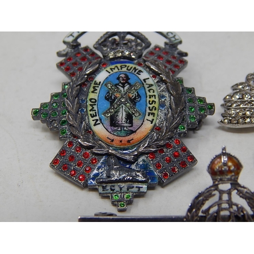 334 - 3 x Vintage .925 STERLING SILVER Military Sweetheart Brooches w/ Enamel (27g). 969969