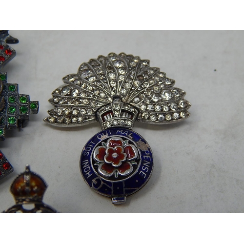 334 - 3 x Vintage .925 STERLING SILVER Military Sweetheart Brooches w/ Enamel (27g). 969969