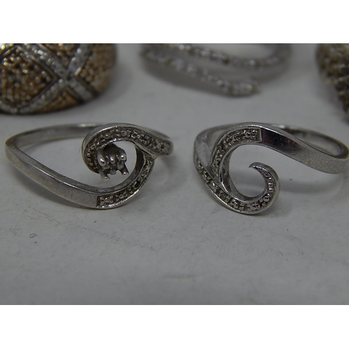 343 - 5 x Modernist .925 Sterling Silver RINGS inc. Stone Set, Wave Design (15g). 483219