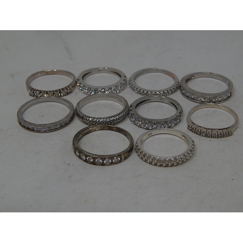 344 - 10 x Modernist .925 Sterling Silver Half Eternity RINGS inc. Minimalist (19g). 239131