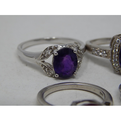 345 - 4 x Statement .925 Sterling Silver GEMSTONE RINGS inc. Halo, Three Stone (16g). 147907