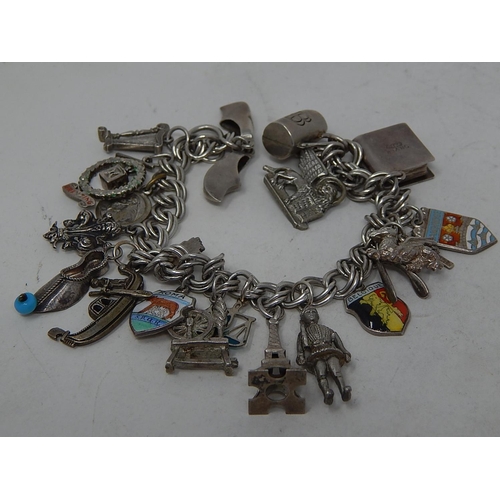 346 - Vintage .925 Sterling Silver Curb Link CHARM BRACELET w/ Double Curb Link (43g). 469444