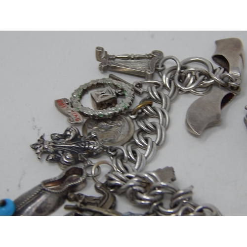 346 - Vintage .925 Sterling Silver Curb Link CHARM BRACELET w/ Double Curb Link (43g). 469444