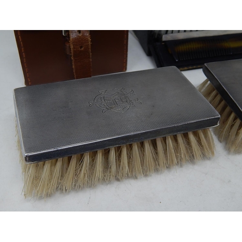 350 - 4 x Antique / Vintage Hallmarked .925 STERLING SILVER Grooming Brushes (411g). 493328