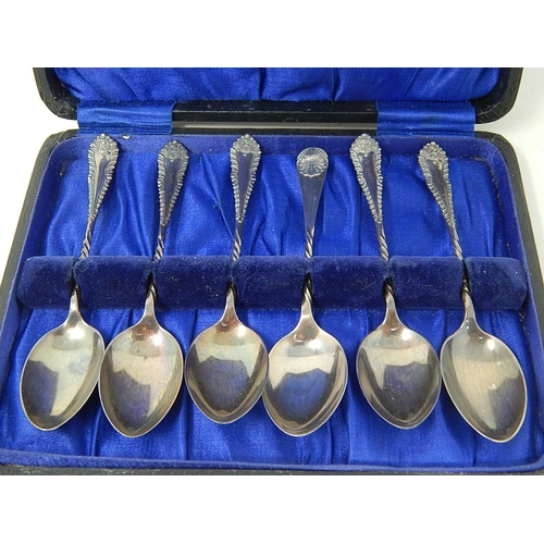 351 - 6 x Antique Hallmarked .925 STERLING SILVER Teaspoons In Fitted Case (57g). 599791