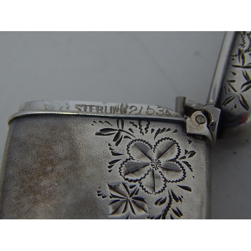 355 - Antique / Vintage Stamped .925 STERLING SILVER Vesta / Match Case (15g). 293455