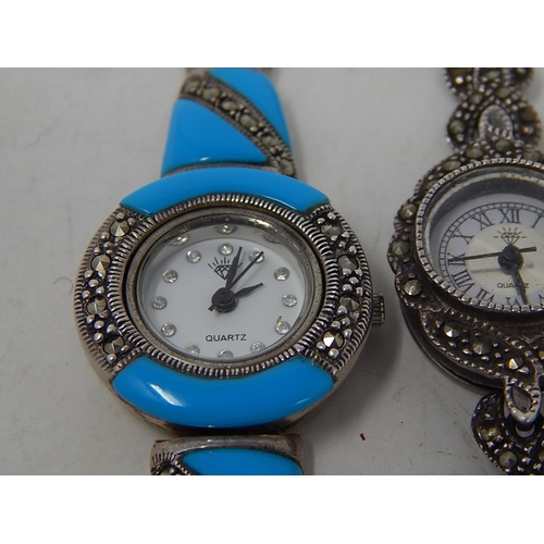 365 - 2 x Ladies .925 STERLING SILVER Fashion WRISTWATCHES Quartz WORKING. 822507