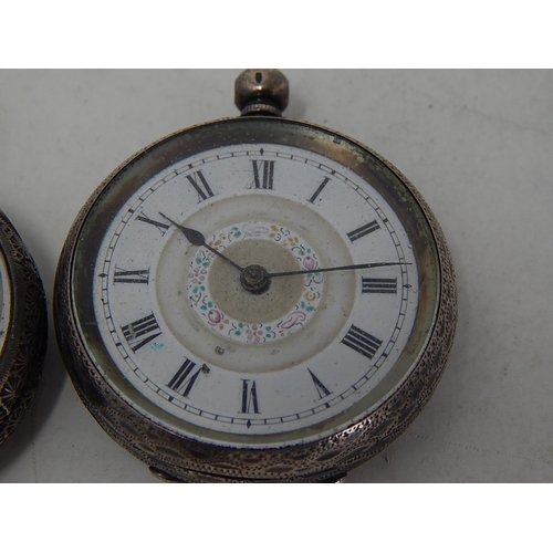 369 - 2 x Vintage Ladies .935 SILVER Cased FOB WATCHES Key-Wind (87g). 522759