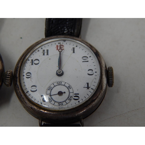 371 - 2x Vintage Ladies .925 STERLING SILVER Cased Trench Style WRISTWATCHES Hand-Wind. 133785