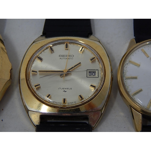 374 - 3 x Vintage Gents SEIKO / SEIKO 5 WRISTWATCHES Automatic WORKING Inc. 7005-2000. 669939