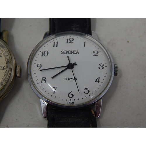 375 - 3 x Vintage Gents WRISTWATCHES Hand-Wind WORKING Inc. Accurist, Sekonda Etc. 227391