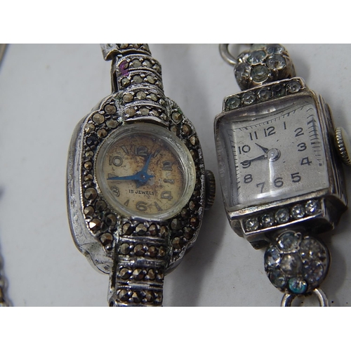 377 - 3 x Vintage Ladies .925 /.935 SILVER Cocktail WRISTWATCHES Hand-Wind WORKING 55g. 150250