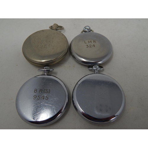 378 - 4 x Vintage British Railway Company Stamped POCKET WATCHES Hand-Wind. 335238