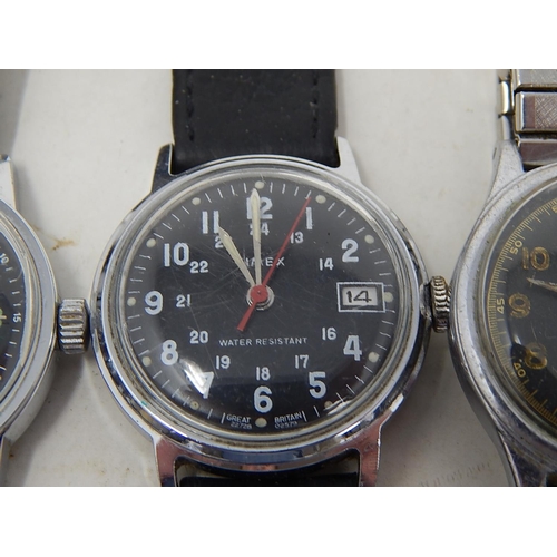 379 - 4 x Vintage Gents / Boys Size Military Style WRISTWATCHES Hand-Wind WORKING. 853871