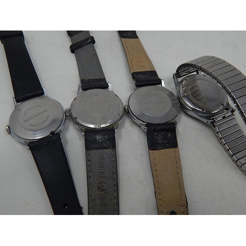 379 - 4 x Vintage Gents / Boys Size Military Style WRISTWATCHES Hand-Wind WORKING. 853871