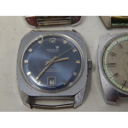 381 - 4 x Vintage Gents WRISTWATCH HEADS Hand-Wind & Automatic WORKING Inc. Cronel Etc. 346137