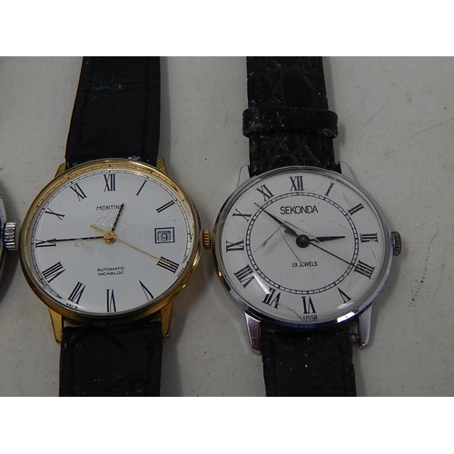 384 - 5 x Vintage Gents WRISTWATCHES Hand-Wind & Automatic Inc. Montine, Sekonda Etc. 138405