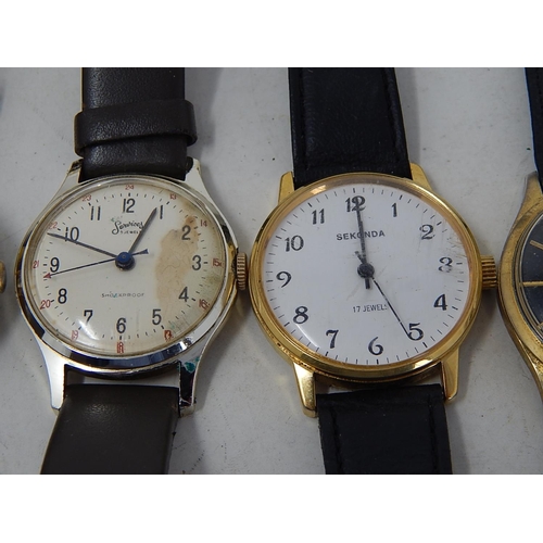 387 - 6 x Vintage Gents WRISTWATCHES Hand-Wind Inc. Avia, Continental Etc. 426584