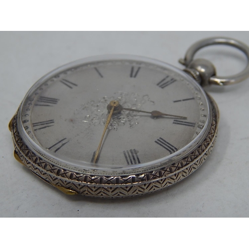 388 - Vintage FINE SILVER Cased Pocket WATCH Key-Wind WORKING (44g). 333828