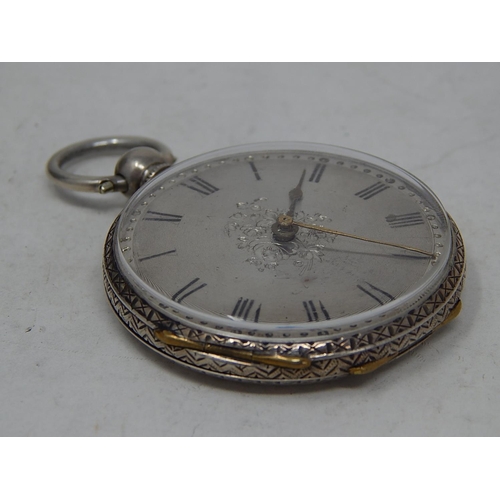 388 - Vintage FINE SILVER Cased Pocket WATCH Key-Wind WORKING (44g). 333828