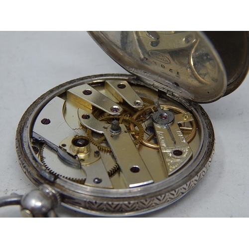 388 - Vintage FINE SILVER Cased Pocket WATCH Key-Wind WORKING (44g). 333828