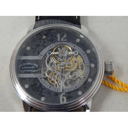 391 - Gents STUHRLING Original Skeleton WRISTWATCH Automatic WORKING Boxed. 199023