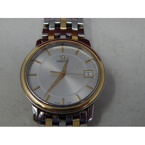 392 - Vintage Gents OMEGA Two Tone WRISTWATCH Quartz in Original Box. 753625