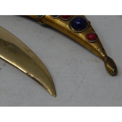 503 - Turkish Dagger & Scabbard Decorated with Polished Cabochons & Rope Detail: Measures 26.5cm