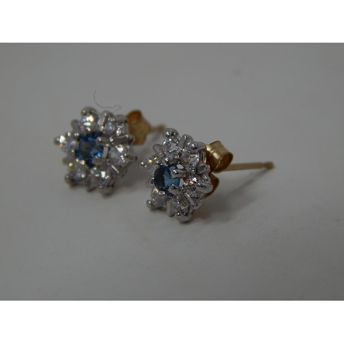 204 - 9ct Gold gemstone cluster studs. 377731