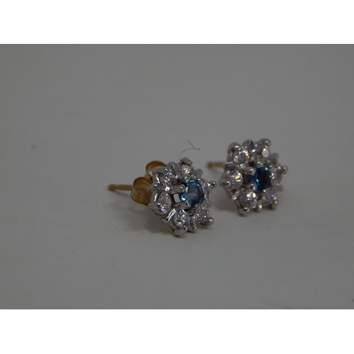 204 - 9ct Gold gemstone cluster studs. 377731